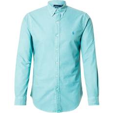 Men - Turquoise Shirts Polo Ralph Lauren Icon Logo Slim Fit Garment Shirt - Light Green