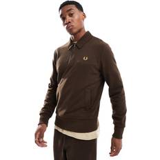 Fred Perry Brown Jumpers Fred Perry Half Zip Sweatshirt - Dark Brown