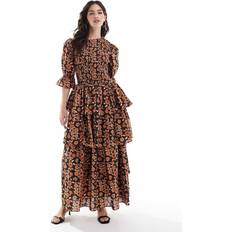 Glamorous Tiered Maxi-Dress - Burnt Orange Daisy