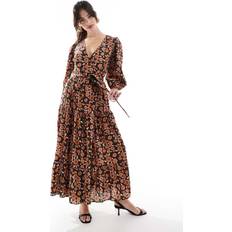 Glamorous Wrap Midi Dress - Burnt Orange Daisy