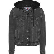 Denim Jackets - Grey Tommy Jeans Hooded Regular Trucker Jacket - Denim