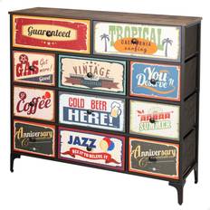 Multicoloured Chest of Drawers Vintage Drawers 103 x 98 x 30 cm Chest of Drawer