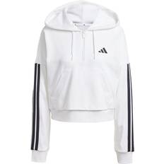 Essentials 3-Stripes French Terry Quarter-Zip Hættetrøje - White/Black