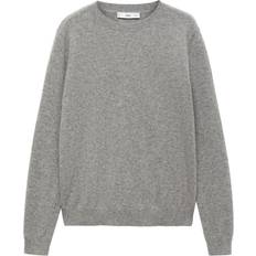 6XL - Vrouw Truien Mango Pullover 100% Kaschmir - Mittelgrau Meliert