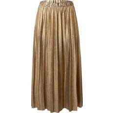Gold Skirts Only Pleated Midi Skirt - Gold