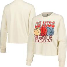 Image One Ole Miss Rebels Comfort Colors Basketball Cropped Long Sleeve T-Shirt Natural, NCAA Women's