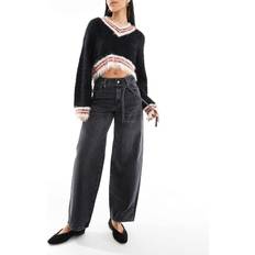 Only Gianna Mid Waist Barrel Jeans - Washed Black