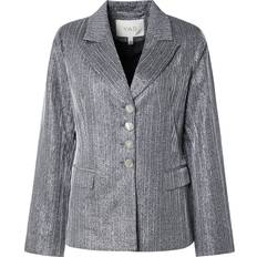 Silver Suits Yas Glitter Tailored Fitted Suit Blazer - Silver