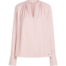 Tommy Hilfiger Pink Blouses Tommy Hilfiger Regular Fit Bluse mit V-Ausschnitt - Rosa