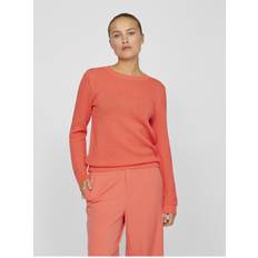 Orange - Stickade tröjor Vila Vidalo O-Neck L/S Stickad - Rosa