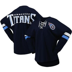 T-shirts Women's Fanatics Navy Tennessee Titans Spirit Jersey Lace-Up V-Neck Long Sleeve T-shirt Navy