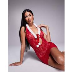 Faux Fur Dresses Ann Summers Winter Wonderland Lace Dress - Red