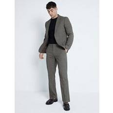 Brown Suits River Island Single Breasted Microcheck Suit Jacket - Brown