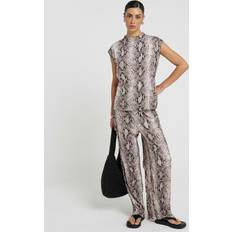River Island Snake Print Wide Leg Trousers - White