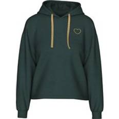 Turquoise - Women Jumpers Pieces Women's Hooded Sweatshirt Chilli Heart - Vert