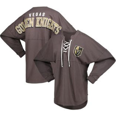 T-shirts Women's Fanatics Charcoal Vegas Golden Knights Spirit Lace-Up V-Neck Long Sleeve Jersey T-shirt Charcoal