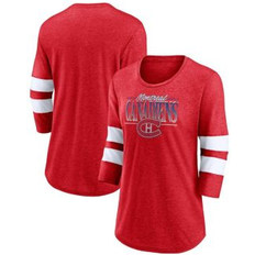 Women T-shirts Fanatics Branded Women's Fanatics Heathered Red/White Montreal Canadiens Full Shield 3/4-Sleeve Tri-Blend Rag