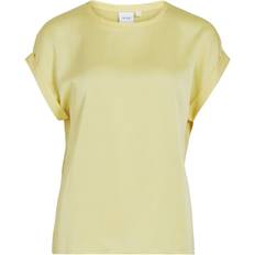 Keltainen - Nainen Puserot Vila Round Neck Short Sleeved Top