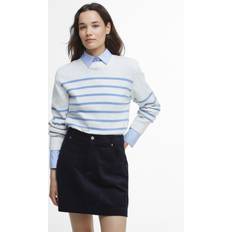 Barbour Women Jumpers Barbour Emery Stripe Crop Cotton Sweater - Cloud/Blue Sky