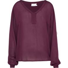 Purple Blouses Kaffe Amber V-Neck Long Sleeve Blouse - Purple