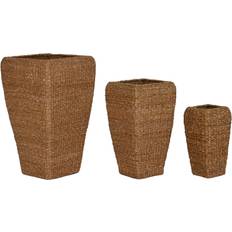 Krukker, Planter & Dyrkning Home ESPRIT Sæt af Naturlige Metal- og Fiberne Planter 40 x 40 x 70 cm Krukke