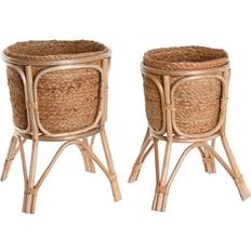 Home ESPRIT Sæt af Naturlige Flettede Plantekrukker 28 x 28 x 38 cm Set of 2