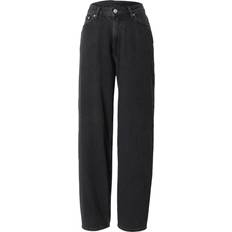 Weekday Rail Mid Waist Loose Fit Straight Leg Jeans - Black