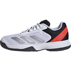 Silber Schlägersportschuhe Courtflash Tennisschuhe - Cloud White/Silver Met/Bright Red