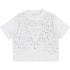 Bronce Ropa de niños Guess Junior Girls Cotton Rhinestone T-Shirt - White