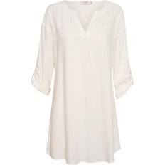 Cream Crventa Linen Tunic - Snow White