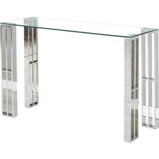 Silver/Chrome Console Tables Romimex Silver Stainless Steel 120 x 78 x 40 cm Console Table