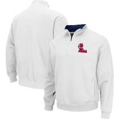 Sports Fan Apparel Colosseum Athletics Heathered Gray Ole Miss Rebels Tortugas Team Logo Quarter-Zip Jacket White, NCAA Men's Fleece/Jackets