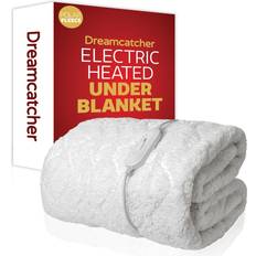 Double electric blankets Dreamcatcher Deluxe Electric Blanket Fitted Fleece 3 Heat Settings Single Double King Blankets White (150x)