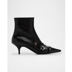 Miu Miu Black Boots Miu Miu Leather Buckle Trio Ankle Booties - Black