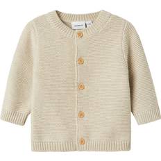 Elastano Cárdigans Name It Baby Sefotte LS Knit Cardigan - Peyote Melange