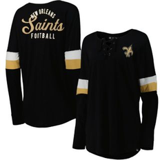 Sports Fan Apparel New Era Women's Black Orleans Saints Athletic Varsity Lace-Up Long Sleeve T-shirt Black