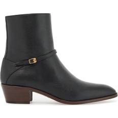 Valentino Garavani Botas Valentino Garavani Leather Pat Ankle Boots - Black