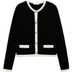 Damen - Wolle Jacken Mango Contrast Knit Jacket - Black/Cream