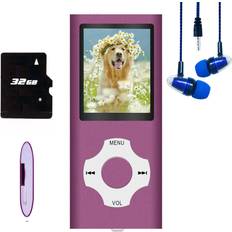 Media Players Hotechs MP3 Player MP4 Player, MP3 Music Player with 32GB Memory SD Card Slim Classic Digital LCD 1.82'' Screen Mini USB Port with FM Radio, Voice Record (Purple)