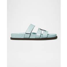 Pelle Ciabatte Tory Burch T Slide Sandals - Sky