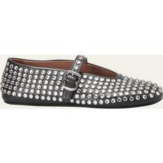 Alaïa Black Ballerinas Alaïa Leather Mary Jane Flats With Allover Studs - Noir