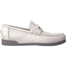 Men - White Loafers Dolce & Gabbana Light Gray Leather Loafer Slip On Shoes Gray