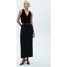 Mango Westen Mango Cropped Länge Samtweste - Schwarz