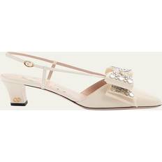 High Heel - Leather Heels & Pumps Valentino Garavani Bowow Slingback Pumps - Ivory/Silver