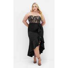 City Chic Plus Size Lace Ruffle Dress - Black