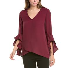 Short Sleeves Blouses Vince Camuto Flutter Sleeve Tunic - Red