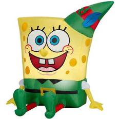 Inflatable Decorations Gemmy Christmas Inflatable SpongeBob in Elf Outfit 35.83 H x 27.56 W x 38.58 D