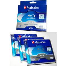 Optical Storage Verbatim bd-r blu-ray 1.2 recordable disc 4x 25gb 3 pack in jewel case (3 discs) 25 GB