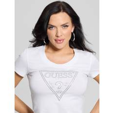 Guess Damen Blusen Guess Shiny Triangle T-Shirt - Weiß