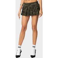 Green - Short Skirts Edikted Camo Pleated Mini Skort - Olive